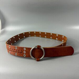 Abercrombie & Fitch Tan Leather Silver Circle Buckle Blet, Size M